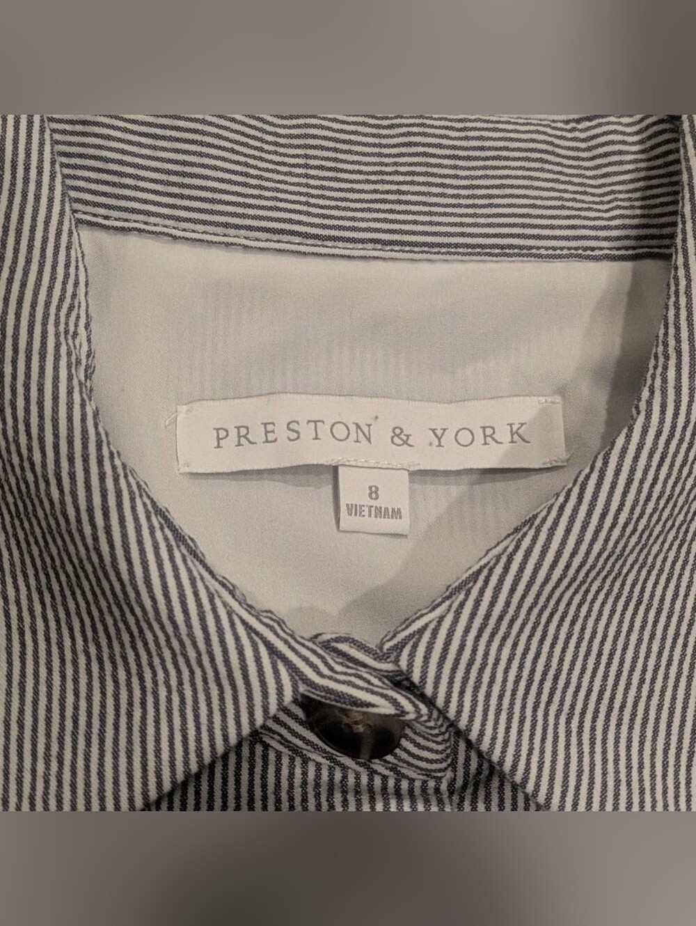 Preston & York Seersucker Striped Shirt Dress with Tie Belt - Size 8 - Picture 6 of 6